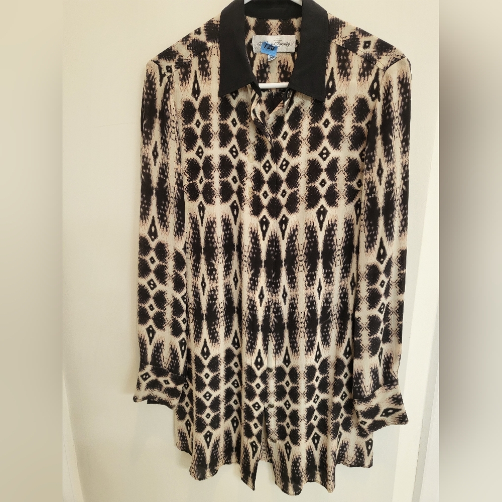 Fifteen Twenty Black and Cream Long Sleeve Dress